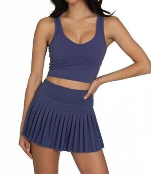 NEW GOLD HINGE pleated tennis skirt in true navy